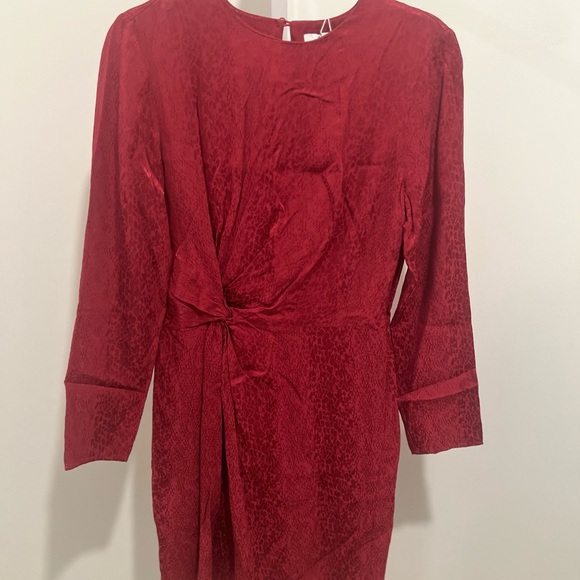 & Other Stories Womens Dress Jacquard Snake Print Dark Pink Twist Knot 4 - Picture 6 of 6